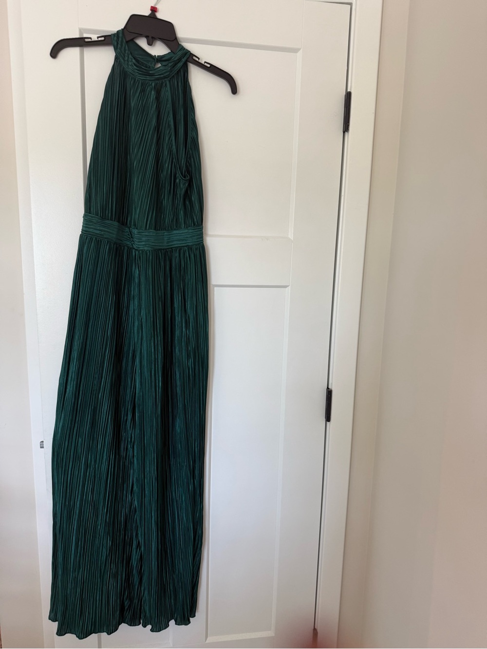 Satin Pleated Green Halter Jumpsuit